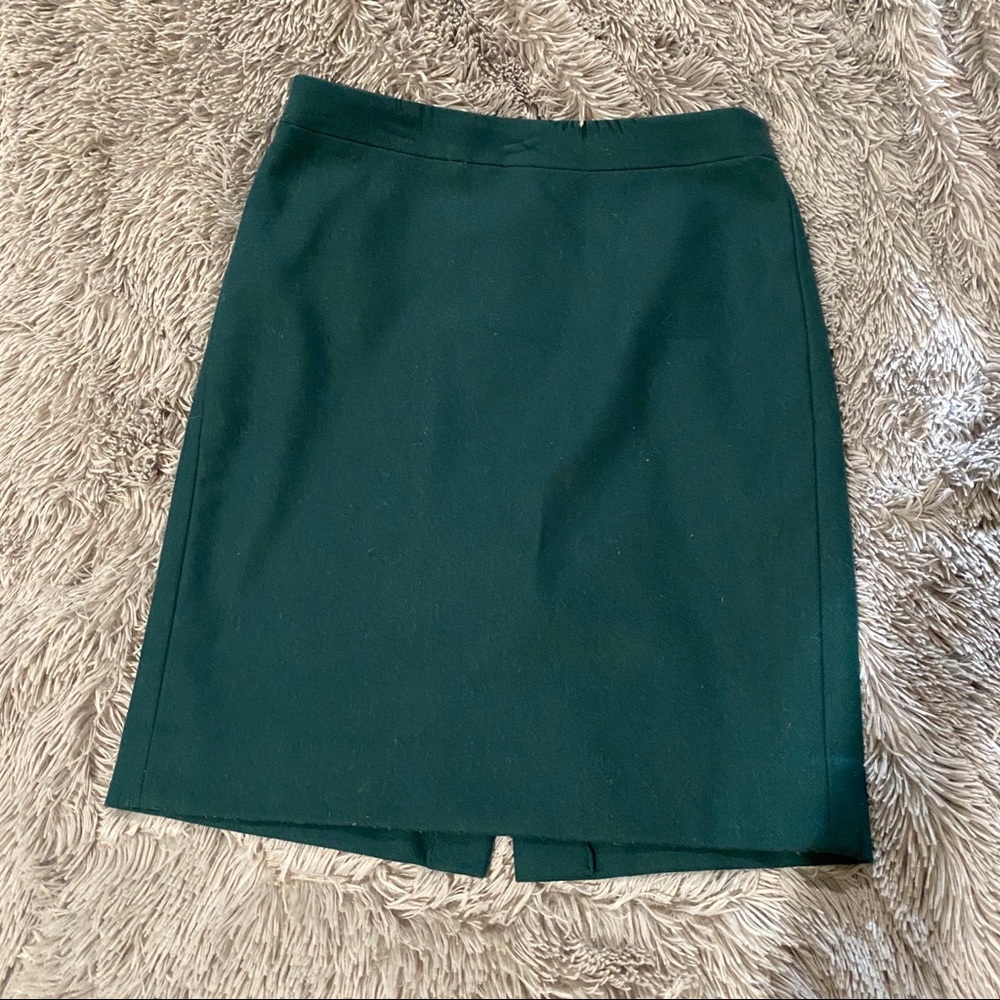 J Crew Wool Pencil Skirt Green